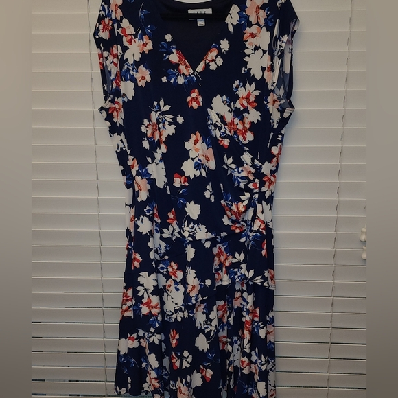 Elle Figure Flattering Navy Floral Dress XXL - Picture 1 of 6